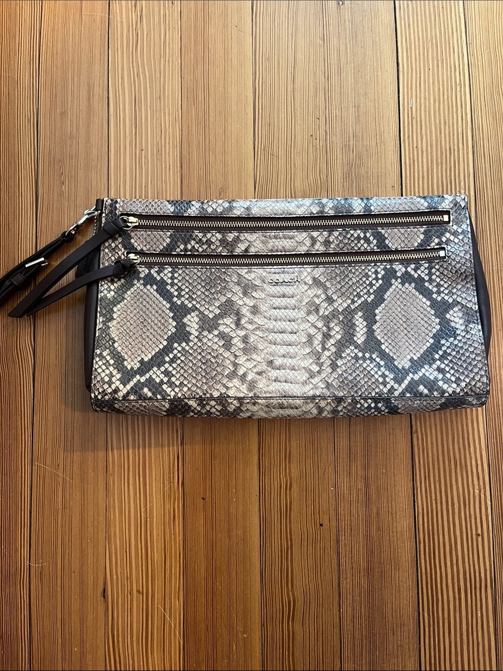 Coach Python Embossed Wristlet Clutch